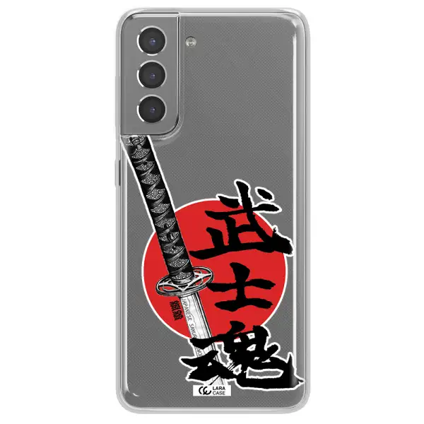 a sword with a red circle and hieroglyph Samsung S21 Clear TPU Case