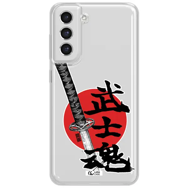 A Sword With A Red Circle And Hieroglyph Samsung S21 Fe Clear Tpu Case