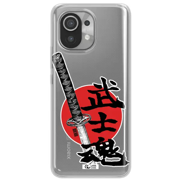 a sword with a red circle and hieroglyph Xiaomi Mi 11 Clear TPU Case