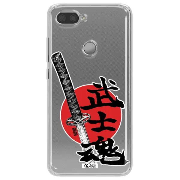 a sword with a red circle and hieroglyph Xiaomi Mi 8 Lite Clear TPU Case