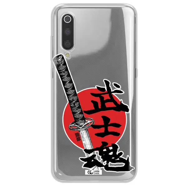 a sword with a red circle and hieroglyph Xiaomi Mi 9 Clear TPU Case