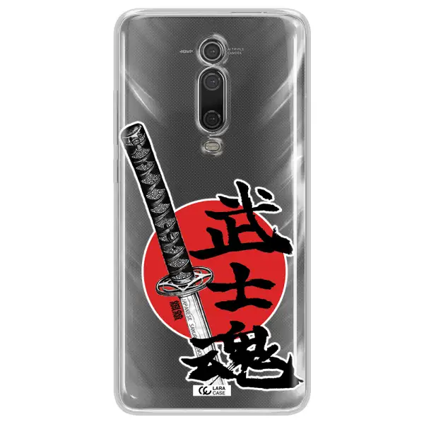 a sword with a red circle and hieroglyph Xiaomi Mi 9T Clear TPU Case