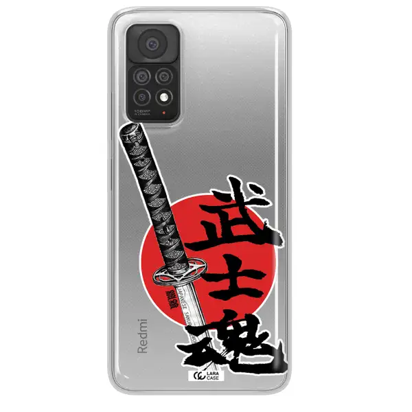 a sword with a red circle and hieroglyph Xiaomi Note 11 Pro Clear TPU Case