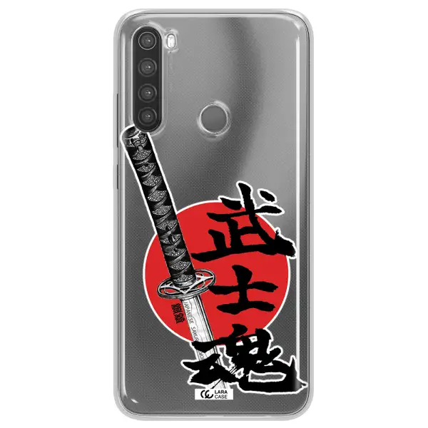 a sword with a red circle and hieroglyph Xiaomi Note 8 Clear TPU Case