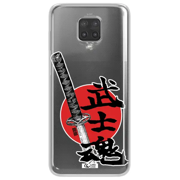 a sword with a red circle and hieroglyph Xiaomi Note 9 Pro Clear TPU Case