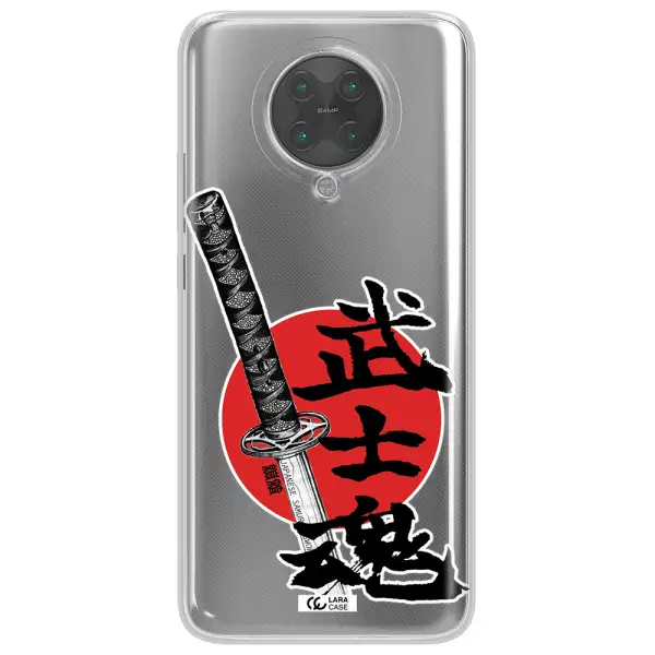 a sword with a red circle and hieroglyph Xiaomi Poco F2 Pro Clear TPU Case