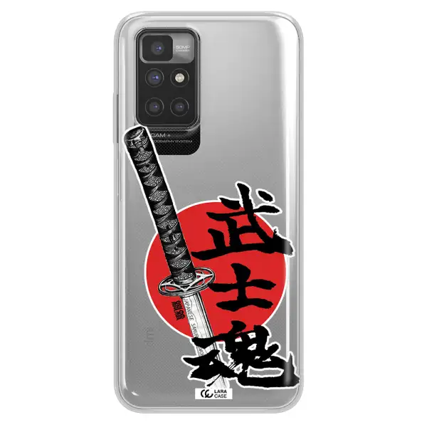 a sword with a red circle and hieroglyph Xiaomi Redmi 10 Clear TPU Case