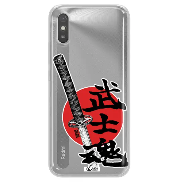 a sword with a red circle and hieroglyph Xiaomi Redmi 9A Clear TPU Case