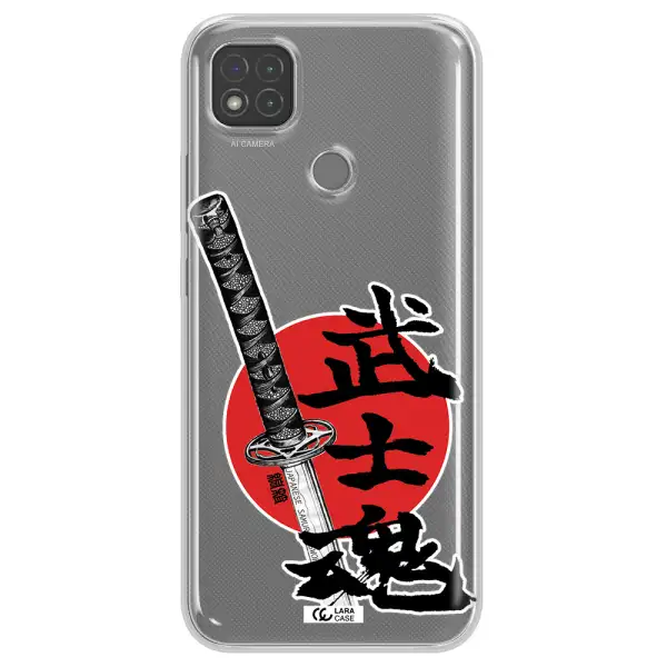 a sword with a red circle and hieroglyph Xiaomi Redmi 9C Clear TPU Case