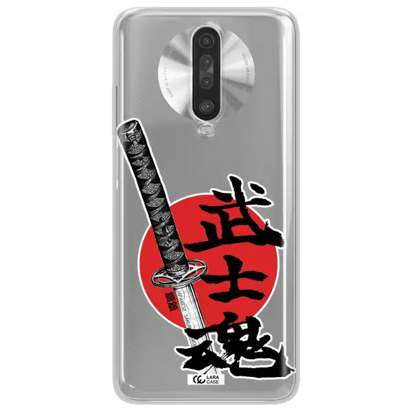 a sword with a red circle and hieroglyph Xiaomi Redmi K30 Clear TPU Case