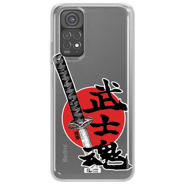 a sword with a red circle and hieroglyph Xiaomi Redmi Note 11 Clear TPU Case