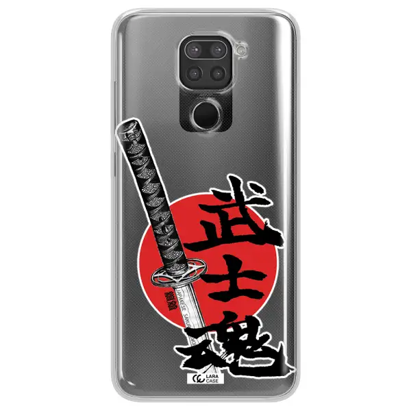 a sword with a red circle and hieroglyph Xiaomi Redmi Note 9 Clear TPU Case