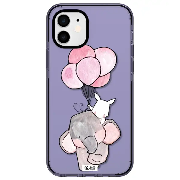 a cartoon elephant and donkey holding balloons Apple iPhone 11 impact Lilac Case