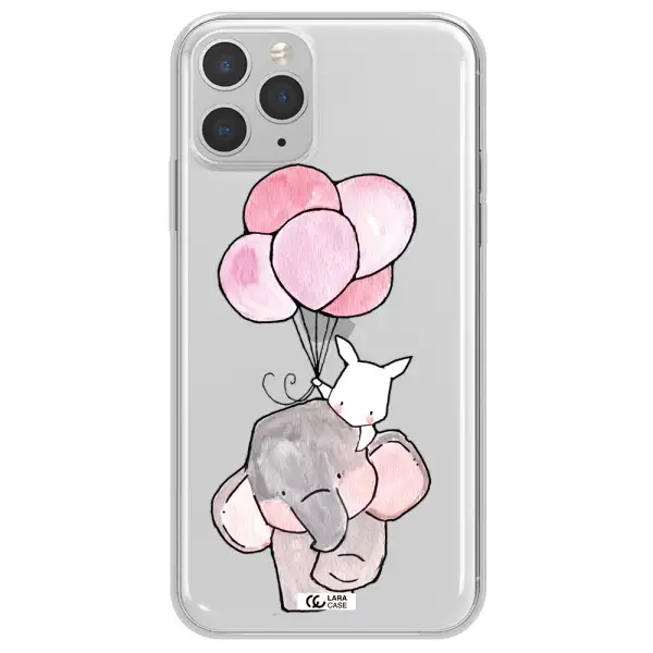 a cartoon elephant and donkey holding balloons Apple iPhone 11 pro Clear TPU Case