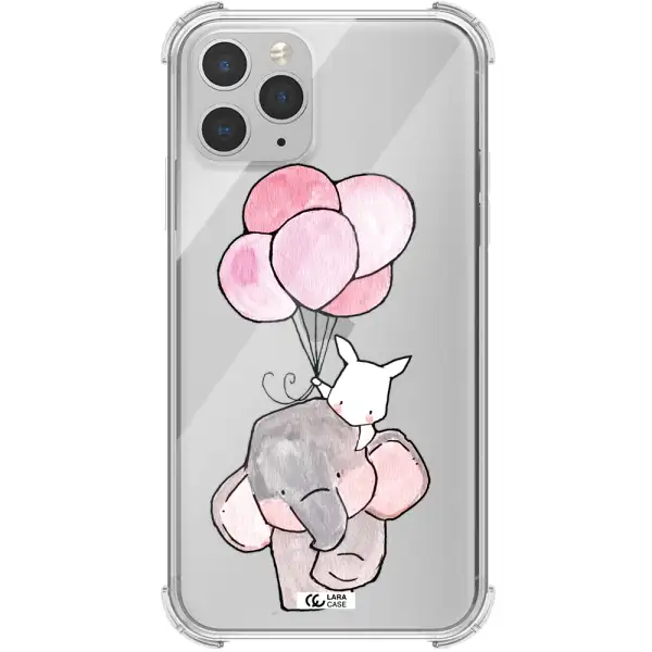 a cartoon elephant and donkey holding balloons Apple iPhone 11 pro max Clear PC Case