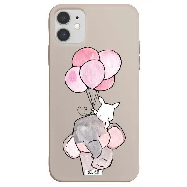 a cartoon elephant and donkey holding balloons Apple iPhone 11 Silicone Stone Case