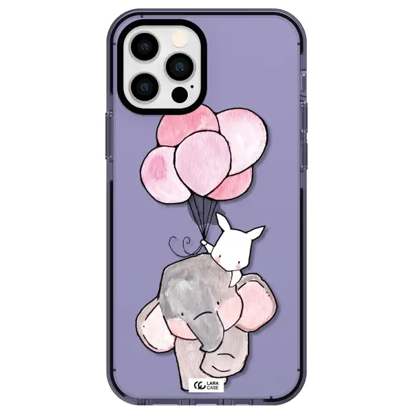 a cartoon elephant and donkey holding balloons Apple iPhone 12 pro impact Lilac Case