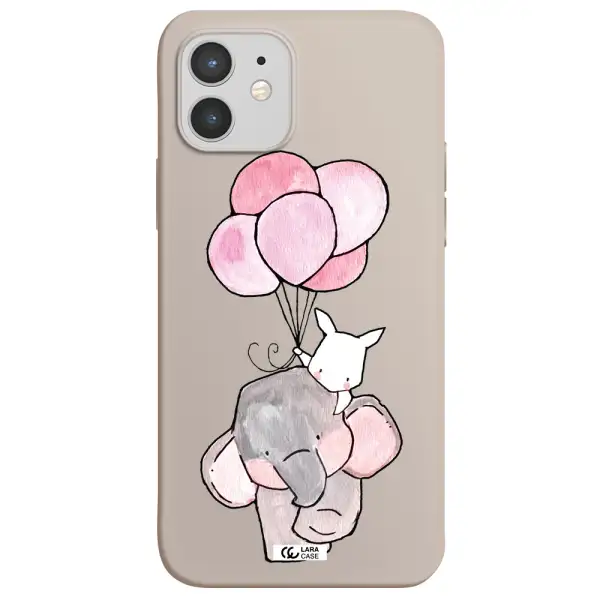 a cartoon elephant and donkey holding balloons Apple iPhone 12 Silicone Stone Case