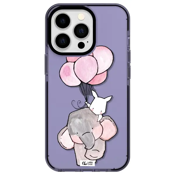 a cartoon elephant and donkey holding balloons Apple iPhone 13 Pro impact Lilac Case