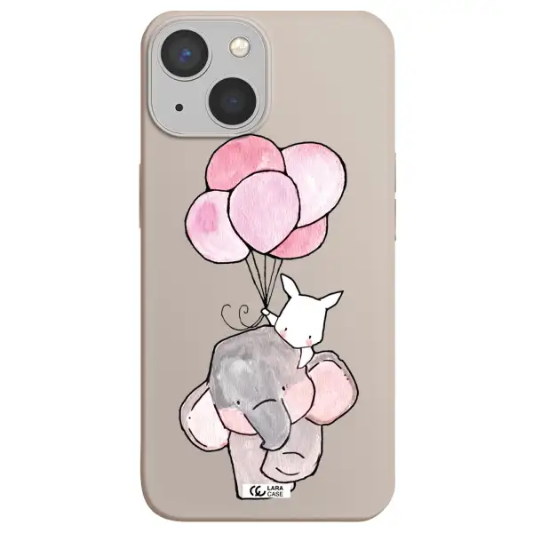 a cartoon elephant and donkey holding balloons Apple iPhone 13 Silicone Stone Case