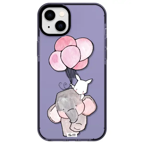 a cartoon elephant and donkey holding balloons Apple iPhone 14 plus impact Lilac Case