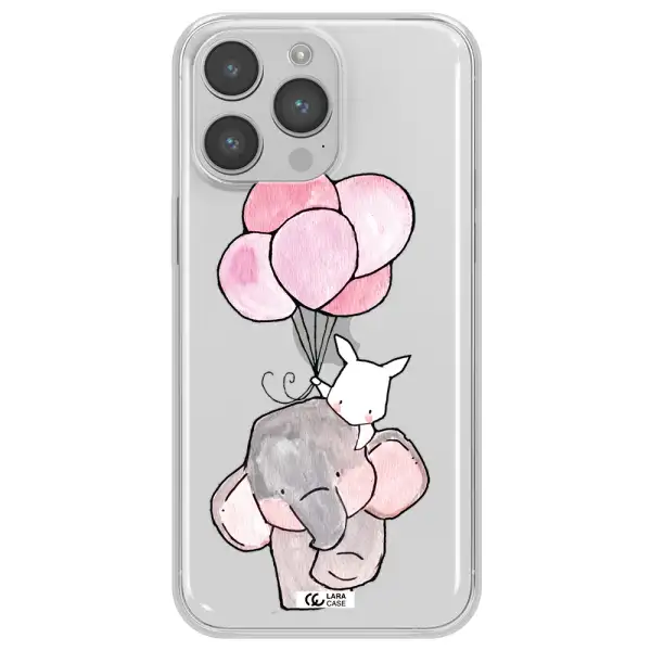 a cartoon elephant and donkey holding balloons Apple iPhone 14 pro max Clear TPU Case