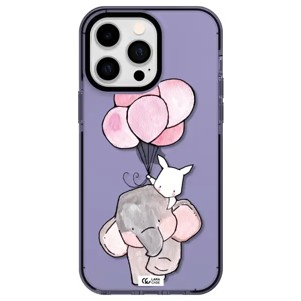 a cartoon elephant and donkey holding balloons Apple iPhone 14 pro max impact Lilac Case