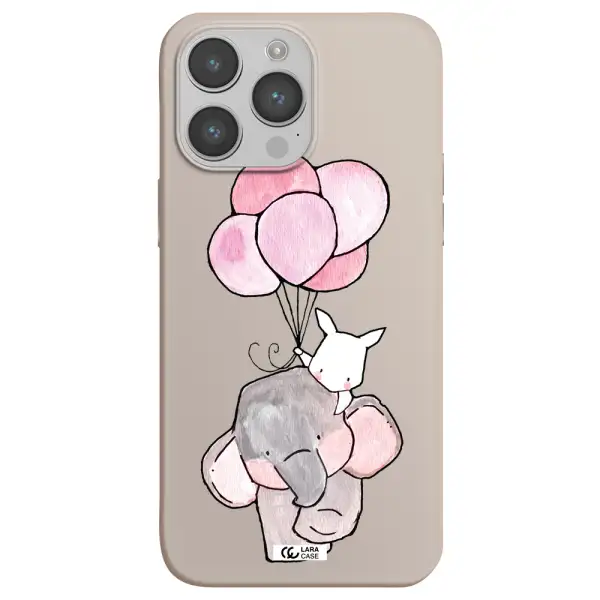 a cartoon elephant and donkey holding balloons Apple iPhone 14 pro max Silicone Stone Case