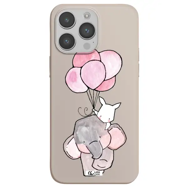 a cartoon elephant and donkey holding balloons Apple iPhone 14 pro Silicone Stone Case