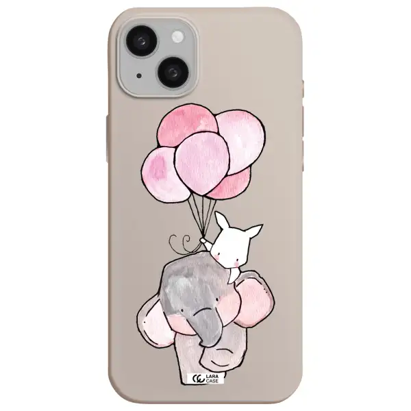 a cartoon elephant and donkey holding balloons Apple iphone 15 plus Silicone Stone Case