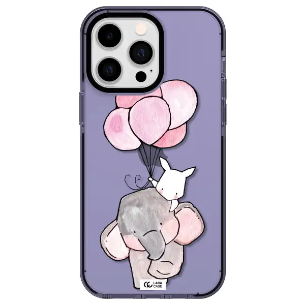 a cartoon elephant and donkey holding balloons Apple iPhone 15 Pro Max impact Lilac Case