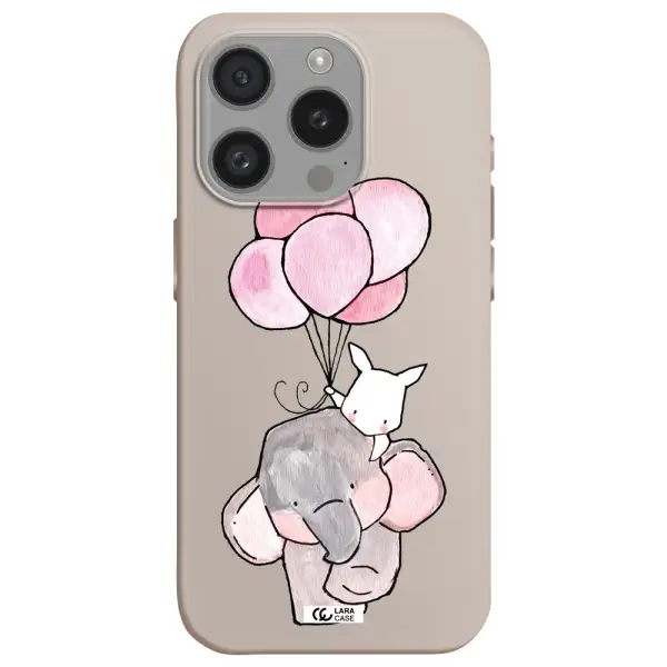 A Cartoon Elephant And Donkey Holding Balloons Apple Iphone 15 Pro Silicone Stone Case