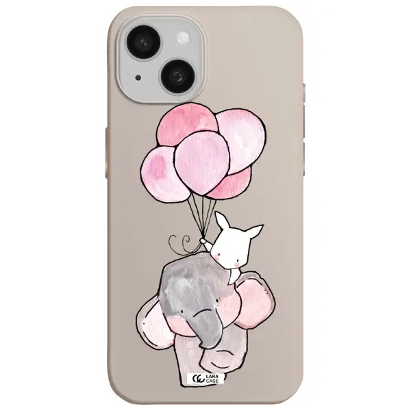 a cartoon elephant and donkey holding balloons Apple iPhone 15 Silicone Stone Case