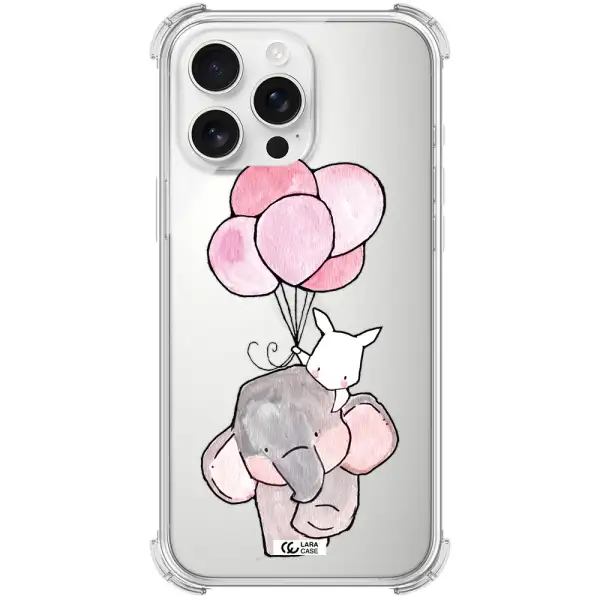 A Cartoon Elephant And Donkey Holding Balloons Apple Iphone 16 Pro Max Clear Pc Case