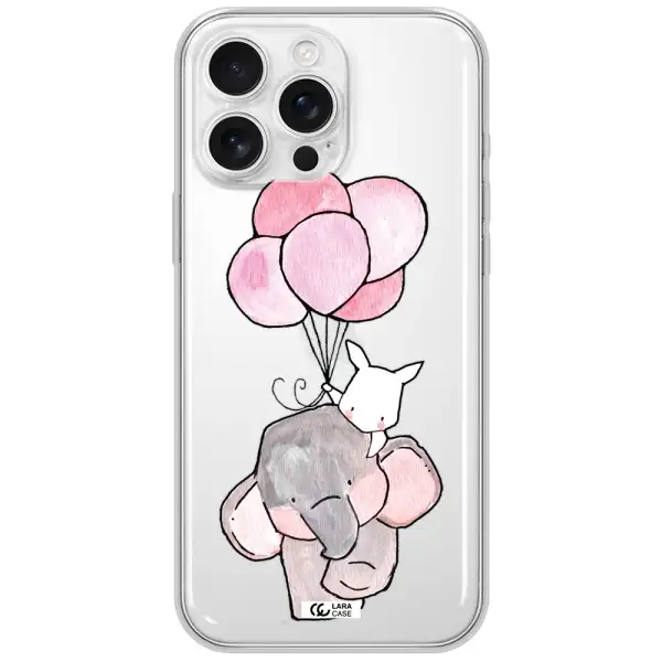 A Cartoon Elephant And Donkey Holding Balloons Apple Iphone 16 Pro Max Clear Tpu Case