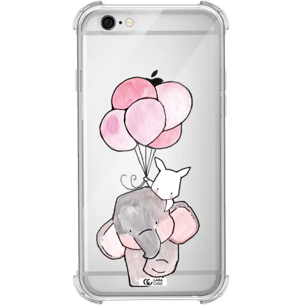 a cartoon elephant and donkey holding balloons Apple iPhone 6 Clear PC Case