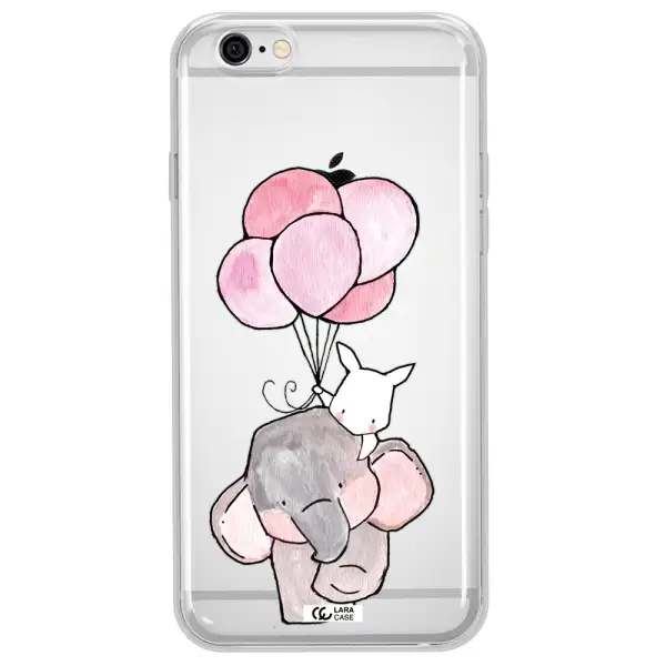 a cartoon elephant and donkey holding balloons Apple iPhone 6 Clear TPU Case