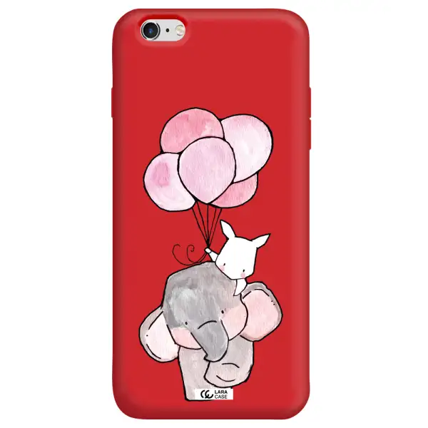 a cartoon elephant and donkey holding balloons Apple iPhone 6 plus Silicone Imperial Red Case