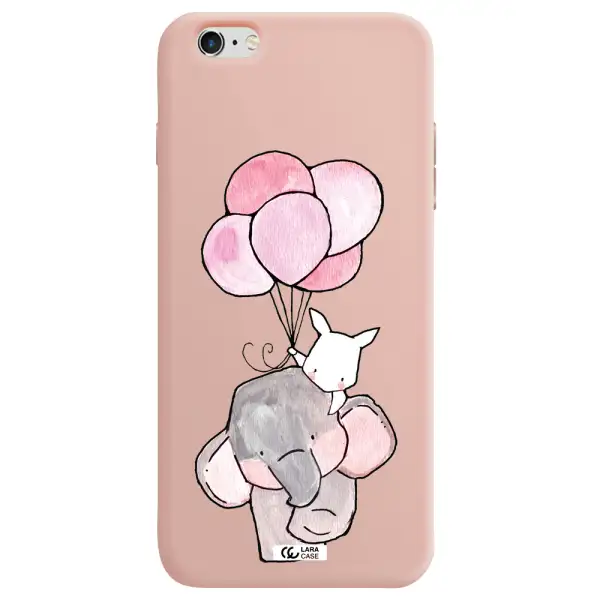 a cartoon elephant and donkey holding balloons Apple iPhone 6 s plus Silicone pastel pink Case