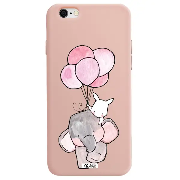 a cartoon elephant and donkey holding balloons Apple iPhone 6 Silicone pastel pink Case