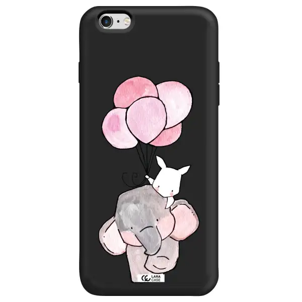a cartoon elephant and donkey holding balloons Apple iPhone 6S Silicone black Case