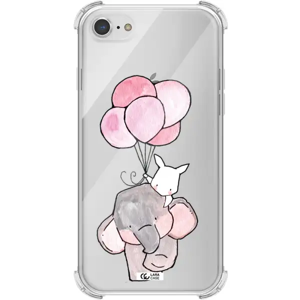 a cartoon elephant and donkey holding balloons Apple iPhone 7 Clear PC Case