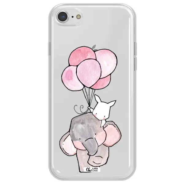 a cartoon elephant and donkey holding balloons Apple iPhone 7 Clear TPU Case