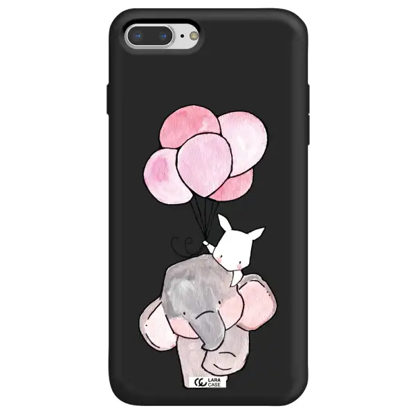 a cartoon elephant and donkey holding balloons Apple iPhone 7 plus Silicone black Case