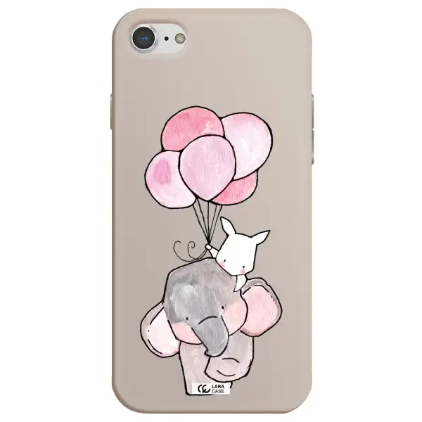a cartoon elephant and donkey holding balloons Apple iPhone 7 Silicone Stone Case