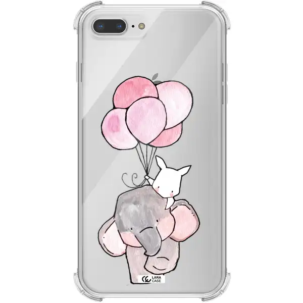 a cartoon elephant and donkey holding balloons Apple iPhone 8 plus Clear PC Case