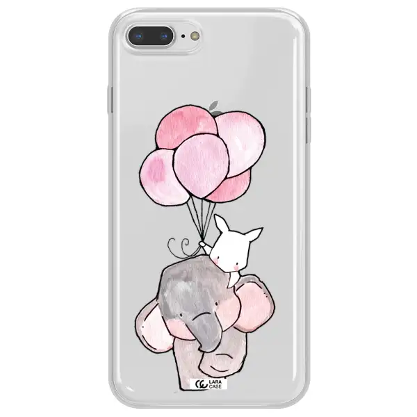 a cartoon elephant and donkey holding balloons Apple iPhone 8 plus Clear TPU Case