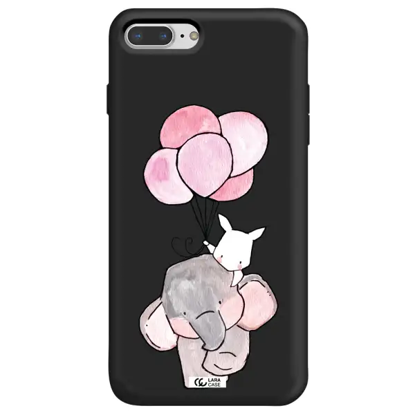 a cartoon elephant and donkey holding balloons Apple iPhone 8 plus Silicone black Case