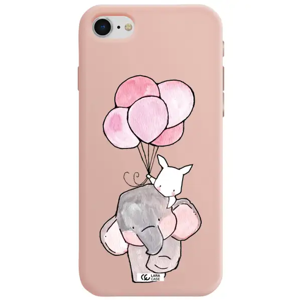 a cartoon elephant and donkey holding balloons Apple iPhone se 2020 Silicone pastel pink Case