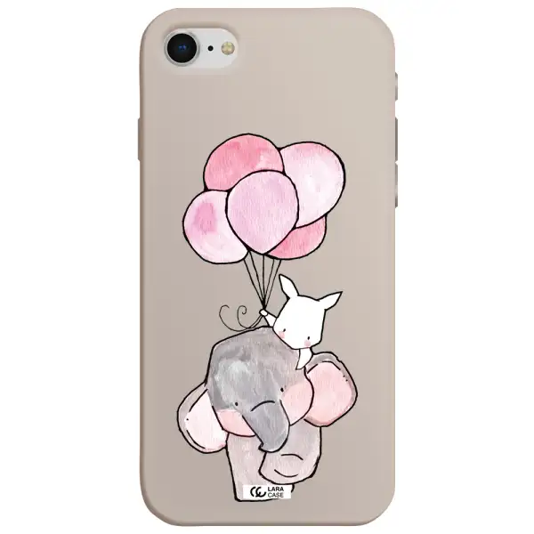 a cartoon elephant and donkey holding balloons Apple iPhone se 2020 Silicone Stone Case